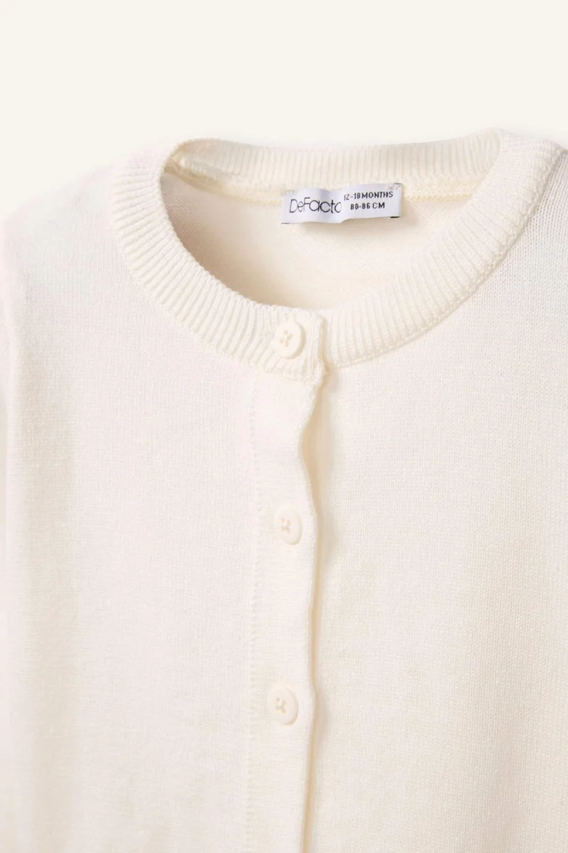 ديفاكتو Baby Girl Crew Neck Cotton Cardigan