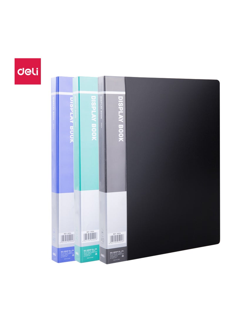 Deli Deli E5004 Display Book - A4, 40 Pockets, Anti-Static, Assorted Colors,  - Image 1