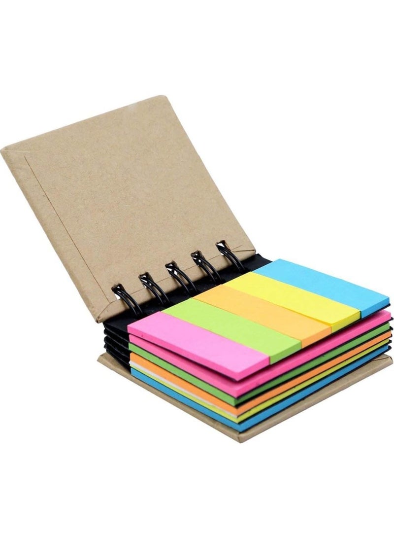 Sticky Notes, Pocket Size Spiral Sticky Note Pad, Assorted Primary Colors, Paper Sticky Note Set with Spiral Binding (125 sticky notes + 125 color strips) - Image 1