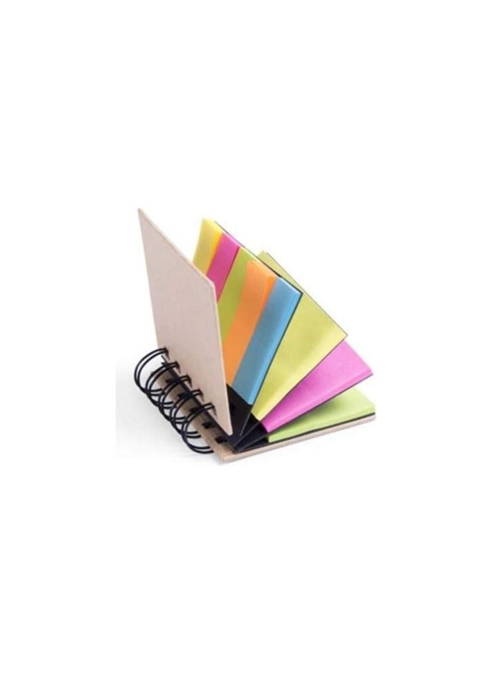 Sticky Notes, Pocket Size Spiral Sticky Note Pad, Assorted Primary Colors, Paper Sticky Note Set with Spiral Binding (125 sticky notes + 125 color strips) - Image 2