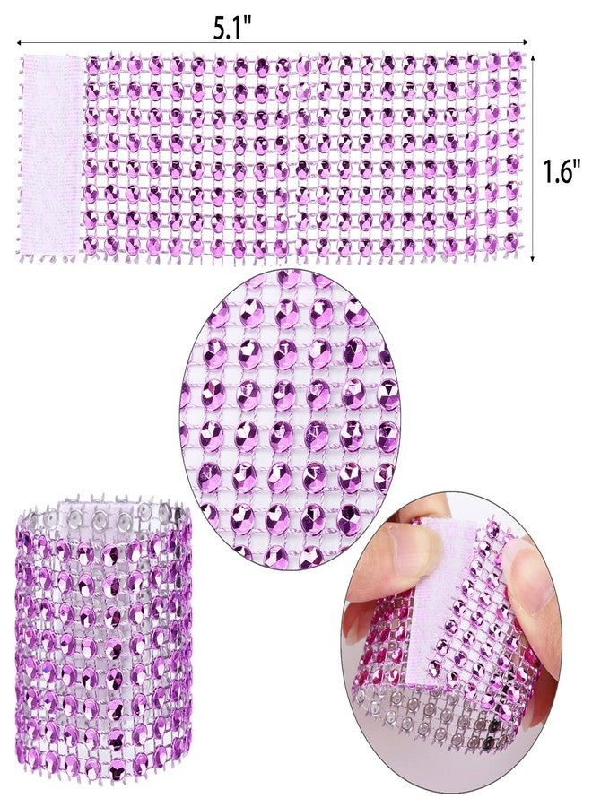 acDesign 140 Pcs Rhinestone Napkin Rings Purple Eight Rows Rhinestone Mesh Napkin Holders for Wedding Receptions or Dinner - Image 3