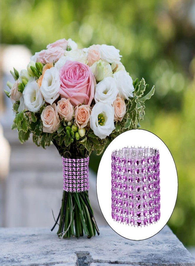 acDesign 140 Pcs Rhinestone Napkin Rings Purple Eight Rows Rhinestone Mesh Napkin Holders for Wedding Receptions or Dinner - Image 5