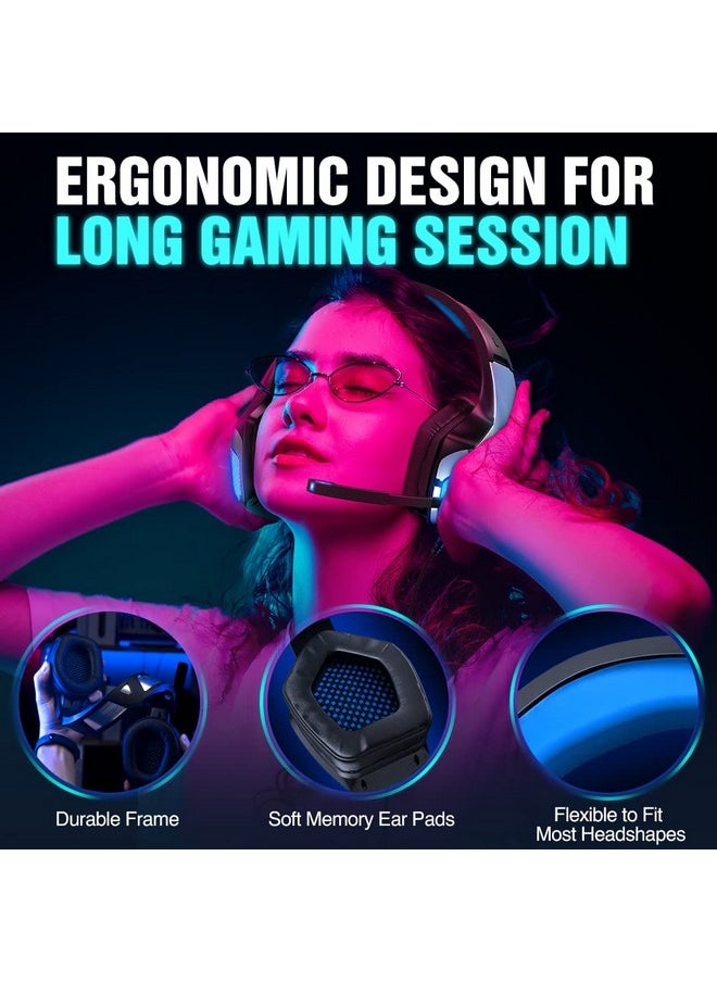 BENGOO - V 4 Gaming Headset For Xbox One, Ps4, Pc, Controller, Noise Cancelling Over Ear Headphones With Mic, Led Light Bass Surround Soft Memory Earmuffs For Ps2 Mac Sega Dreamcast Ps5 Games - Image 1