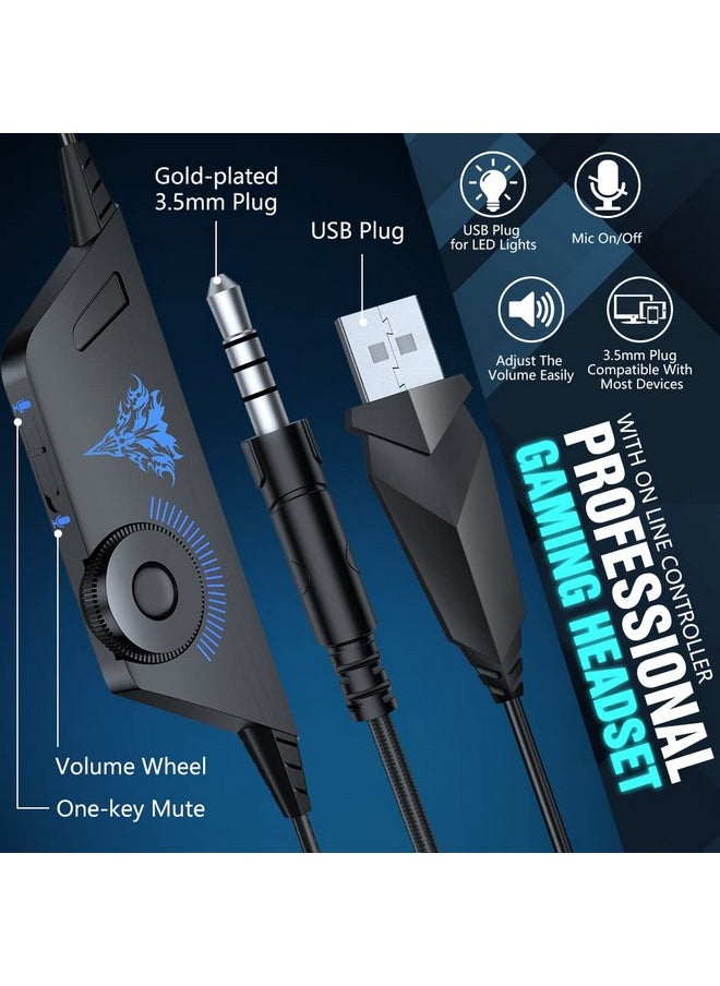 BENGOO - V 4 Gaming Headset For Xbox One, Ps4, Pc, Controller, Noise Cancelling Over Ear Headphones With Mic, Led Light Bass Surround Soft Memory Earmuffs For Ps2 Mac Sega Dreamcast Ps5 Games - Image 1