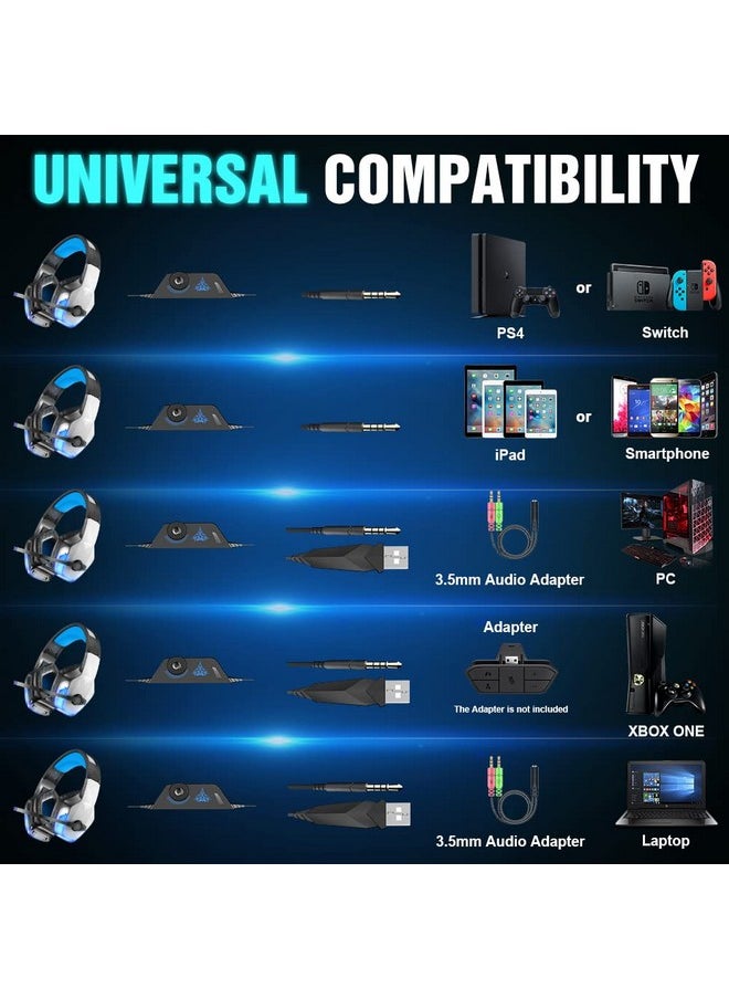 BENGOO - V 4 Gaming Headset For Xbox One, Ps4, Pc, Controller, Noise Cancelling Over Ear Headphones With Mic, Led Light Bass Surround Soft Memory Earmuffs For Ps2 Mac Sega Dreamcast Ps5 Games - Image 1