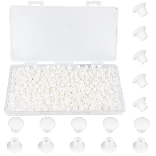 BOPOREAE 500Pcs 3/16 Inch Plastic White Hole Plugs, 5 mm Round Button Shelf Hole Plugs, Cabinet Closet Cupboard Shelves Furniture Peg Pin Nail Screw Drilling Hole Covers Caps - Image 1