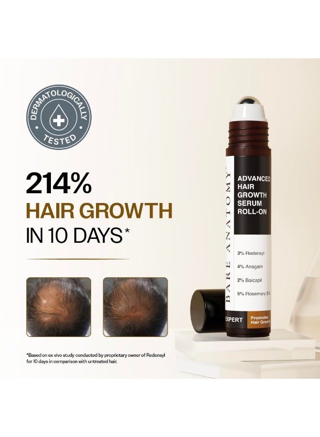 Bare Anatomy Advanced Hair Growth Serum Roll-On| 3% Redensyl + 4% Anagain + 2% Baicapil + 5% Rosemary, Rice Water, Biotin & Saw Palmetto| Reduces Hair Fall, Supports Hair Growth for Men & Women | 25ml - Image 2