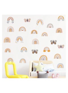 Excefore 12 Sheets 72 Pcs Brown Gray Rainbow Butterfly Wall Stickers, DIY Art Wall Decals Removable Vinyl Peel and Stick for Kids Baby Nursery Closet Refrigerator Living Room Children's Room Bedroom  - Image 1