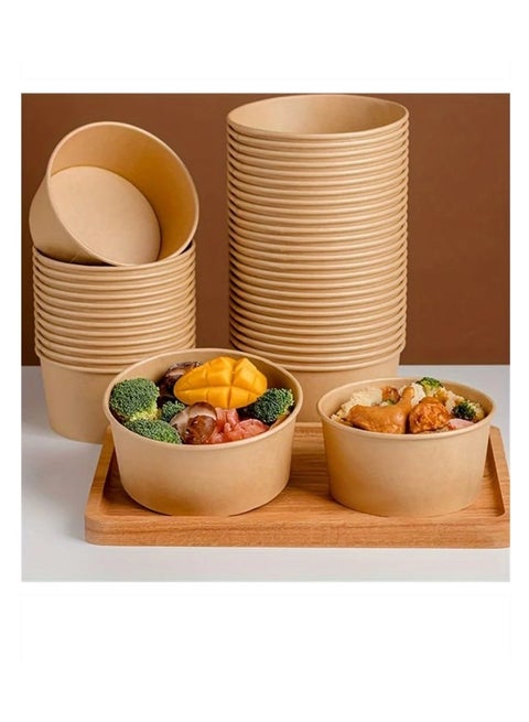 Kraft Salad Bowl 500ml With Lid Brown 25 Pieces