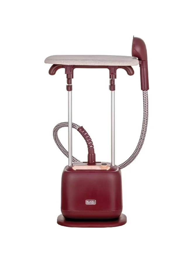 BLACK+DECKER 2400W Twin Pole Vertical Garment Steamer Burgundy and White 2 L GSTD2450-B5