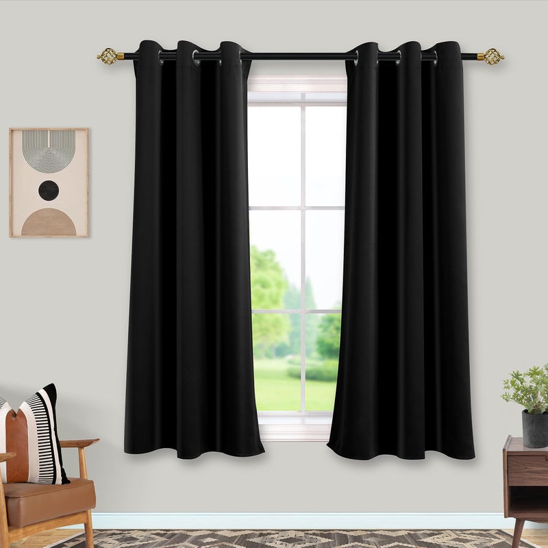 Mrs.Naturall MrsNaturall Short Curtains for WindowsBlackout Black Out Curtains for Bedroom 45 Inch Length Long 2 Panels