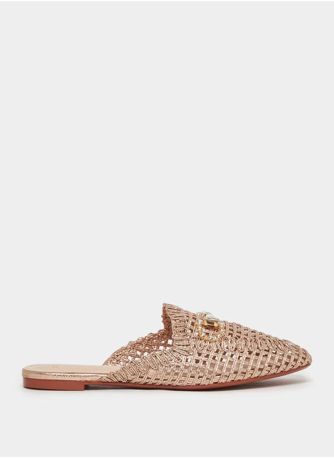 Styli - Textured Woven Pointed Toe Mules - Image 1