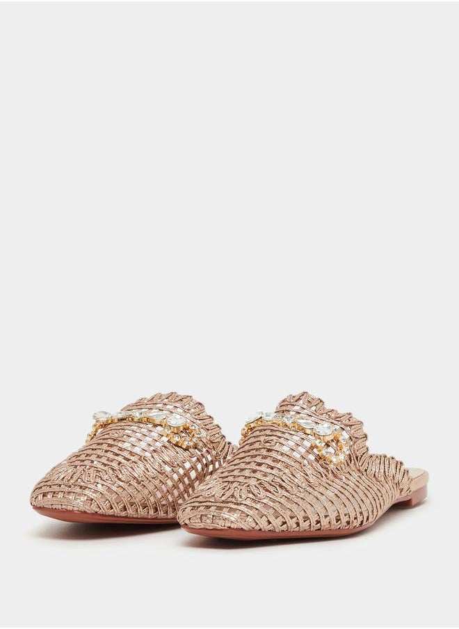 Styli - Textured Woven Pointed Toe Mules - Image 1