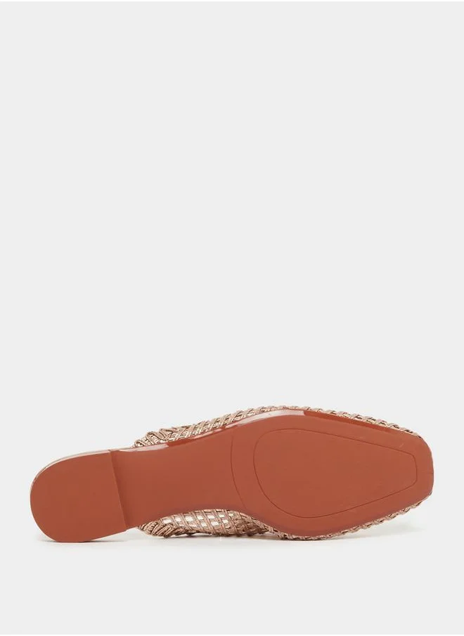Styli Textured Woven Pointed Toe Mules