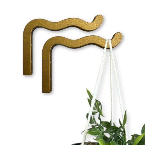 EvenWood 2Piece Set of Wavy Wooden Wall Planters for Indoor Plants 6 Inch Natural Plant Hook for Wall Plant Wind Chimes Flower Brackets Durable Bracket Plant Hanger Bronze - Image 1
