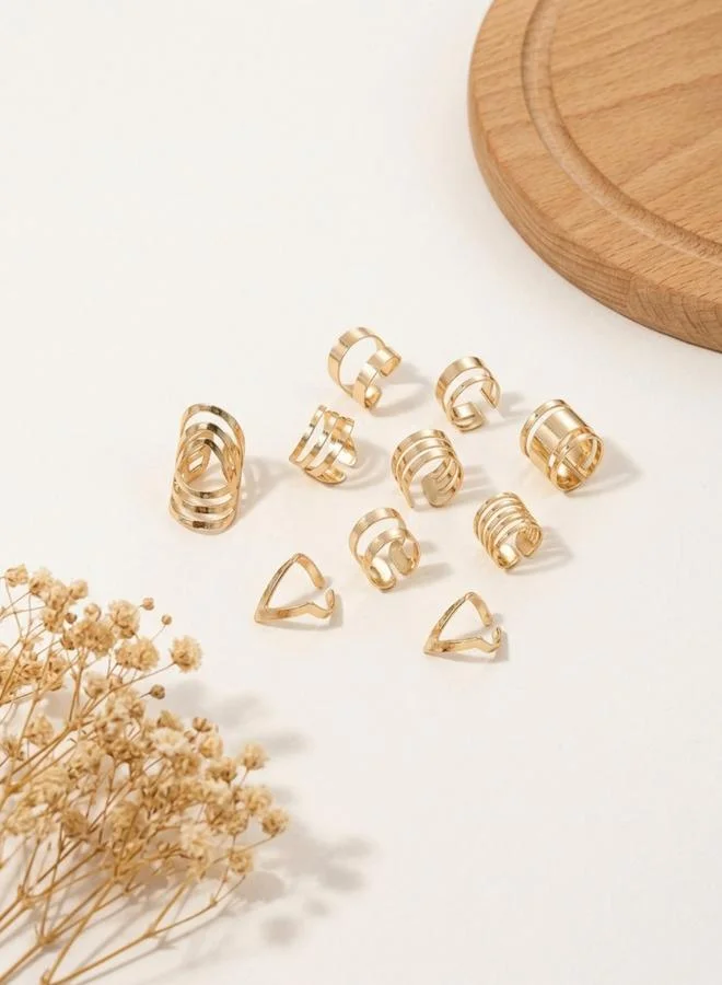 Take Two  Set of 9 - Gold Statement Rings for Women | Best Price UAE