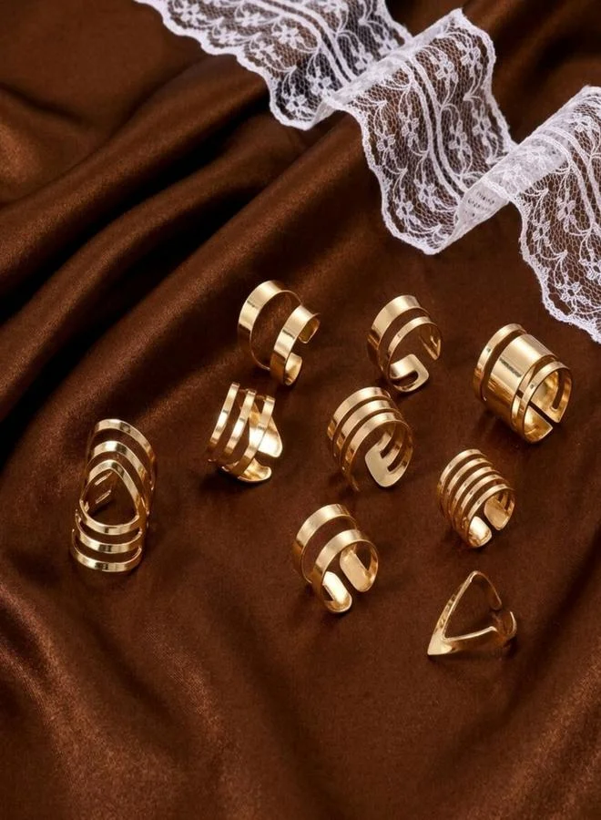 Take Two  Set of 9 - Gold Statement Rings for Women | Best Price UAE