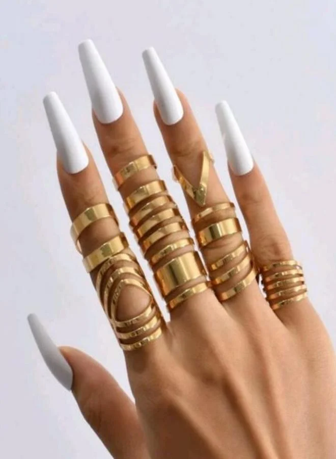 Take Two  Set of 9 - Gold Statement Rings for Women | Best Price UAE