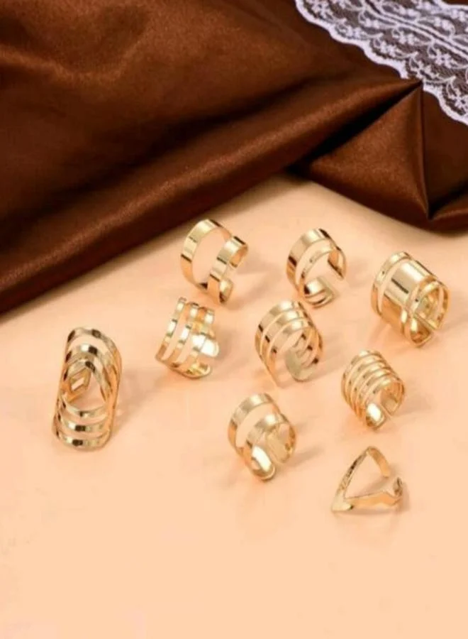 Take Two  Set of 9 - Gold Statement Rings for Women | Best Price UAE