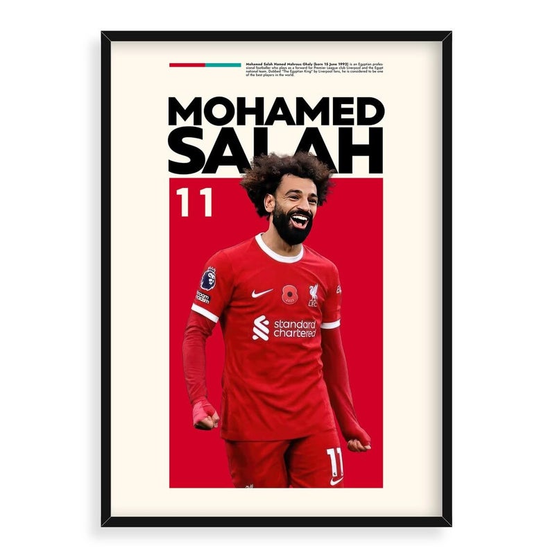 Muhammad Salah, Liverpool, Sports Poster, High Definition, Gift Idea for Football Fans, Premier League, Sports Art (white, 20 * 30cm)