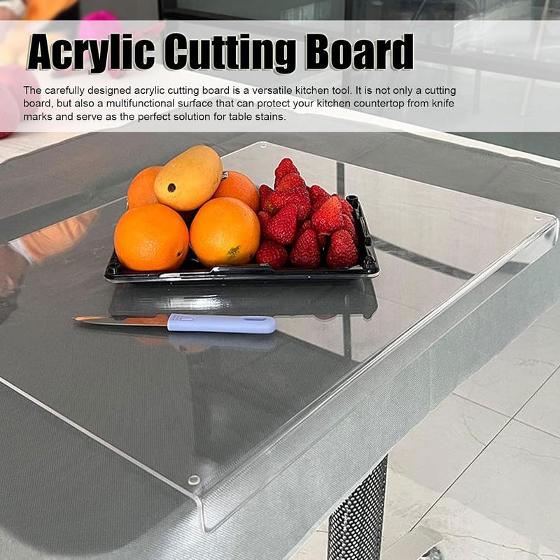 klarako Acrylic Cutting Boards for Kitchen Counter, Cutting Board with Counter Lip, Clear Cutting Board for Countertop, Non Slip Transparent Chopping Board for Kitchen Countertop (45 * 40CM) - Image 2