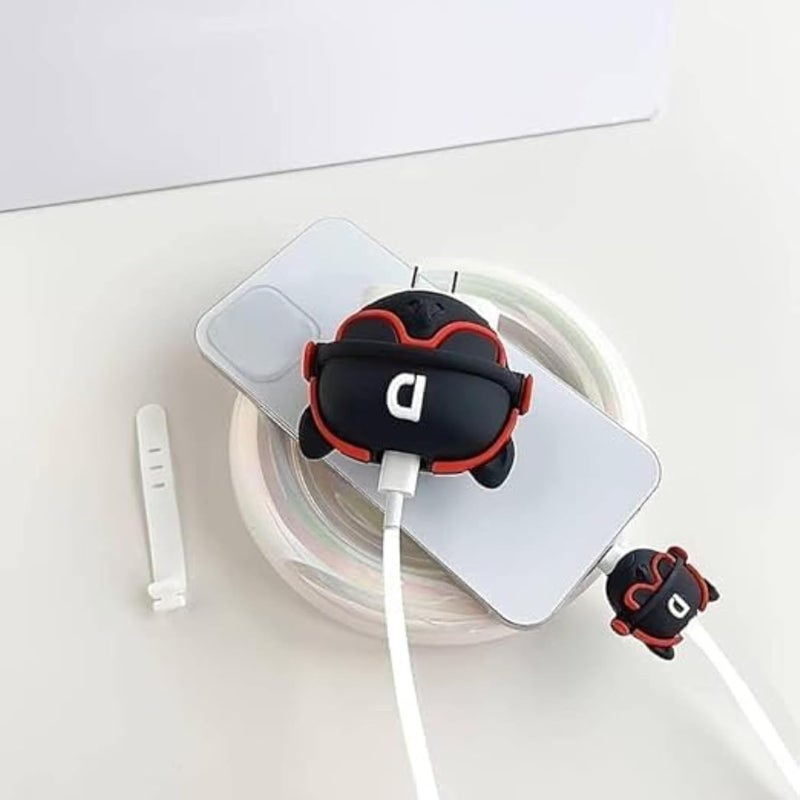 SKYCELL Charger Case Cover with Full Cable Protector 3D Cute Pattern Compatible for iPhone Charger Only 18W & 20W iPhone 16,iPhone 13,iPhone 15,iPhone 14 (Bull Dog Black) - Image 3