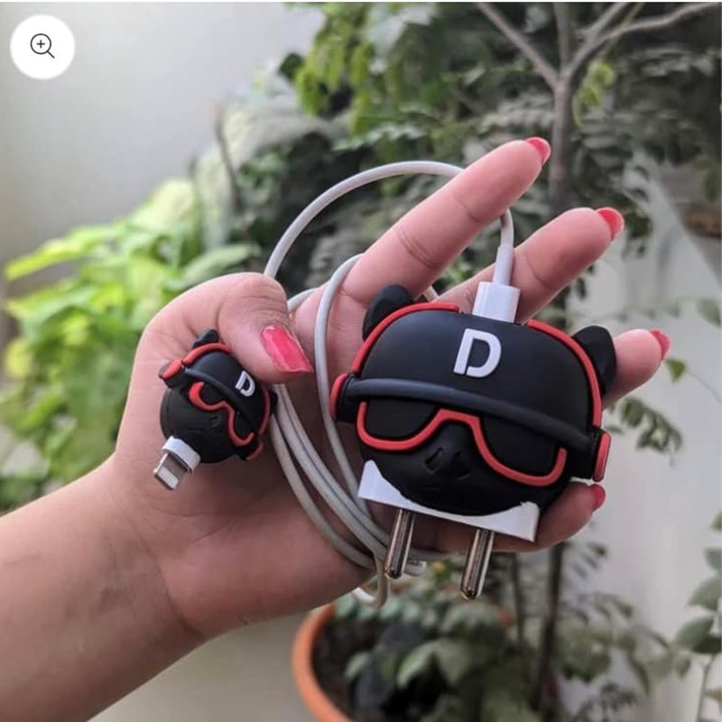 SKYCELL Charger Case Cover with Full Cable Protector 3D Cute Pattern Compatible for iPhone Charger Only 18W & 20W iPhone 16,iPhone 13,iPhone 15,iPhone 14 (Bull Dog Black) - Image 2