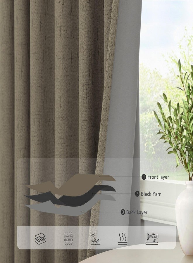 Pitalk Brown Blackout Faux Linen Curtains and Drapes for Bedroom 52x84 Inches Long - Image 5