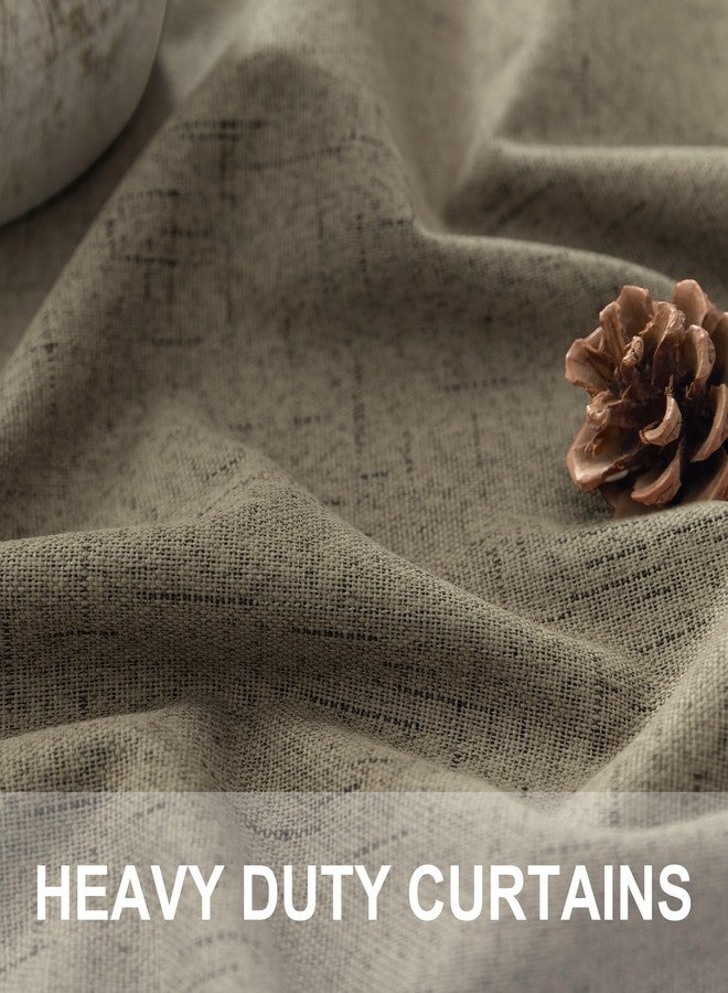 Pitalk Brown Blackout Faux Linen Curtains and Drapes for Bedroom 52x84 Inches Long - Image 3