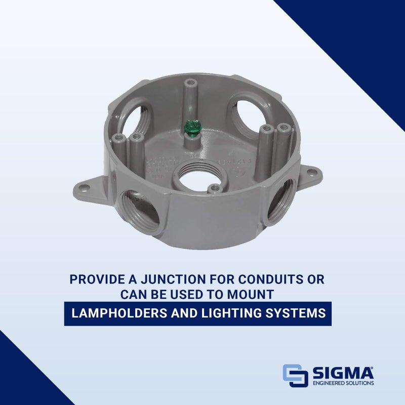 Sigma Electric Gray Sigma Engineered Solutions 143854 1/2-Inch 5 Hole Round Box No Size - Image 2
