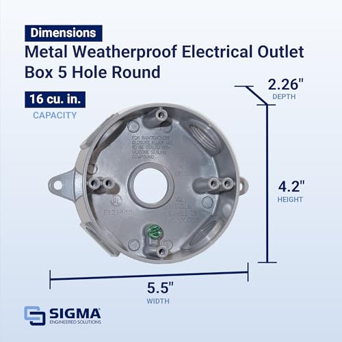 Sigma Electric Gray Sigma Engineered Solutions 143854 1/2-Inch 5 Hole Round Box No Size - Image 4