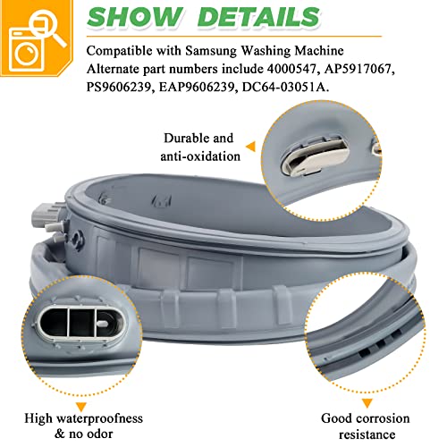 Techecook WF42H5000AW/A2 WF42H5200AP/A2 WF42H5200AF/A2 WF42H5200AW/A2 DC97-18094B DC64-03051A Washer Door Seal OEM Fit for Samsung Washer Door Boot Seal Gasket Diaphragm DC97-18094B by Techecook - Image 2
