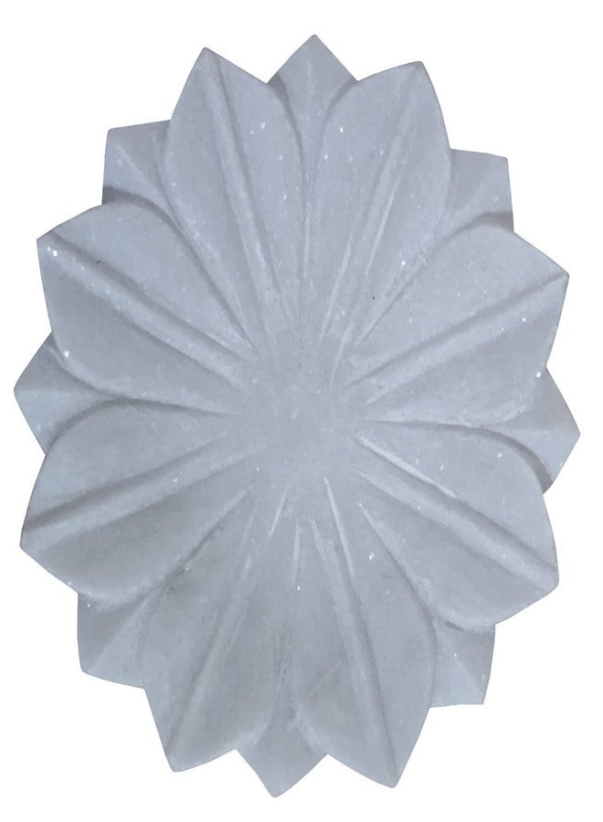 Purpledip Marble Plate in Lotus Flower Design: Vintage Decor Showpiece, 6 Inch (12593) - Image 3