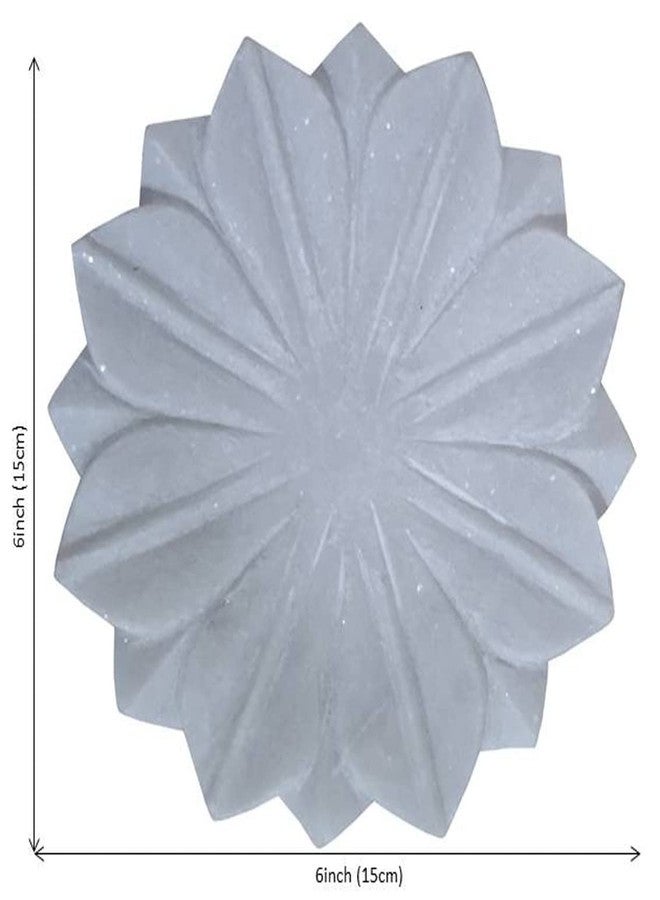Purpledip Marble Plate in Lotus Flower Design: Vintage Decor Showpiece, 6 Inch (12593) - Image 4