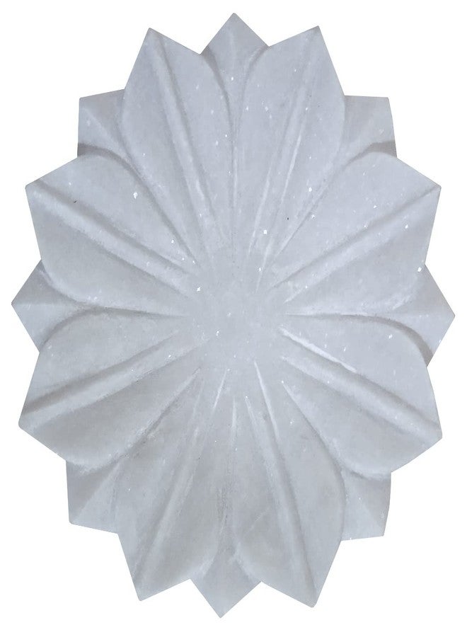 Purpledip Marble Plate in Lotus Flower Design: Vintage Decor Showpiece, 6 Inch (12593) - Image 2
