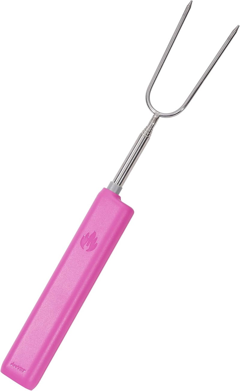 derYEP Electric Roasting Stick, Automatic Rotate BBQ Fork For Fire Pit, Chicken Wings Hotdogs Kebabs S'mores Roaster, Outdoor Camping Kit, Rotisserie Skewer, 34" 1 PACK (Pink) - Image 1