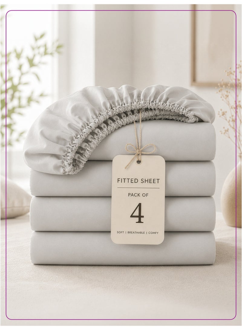 Donetella King Fitted Sheets 180x200 cm – Pack of 4 | OEKO-TEX Certified Brushed Microfiber | Deep Pocket with 360° All-Round Elastic | Ultra Soft, Wrinkle Resistant, Easy Care | Safe for Sensitive Skin - Image 1
