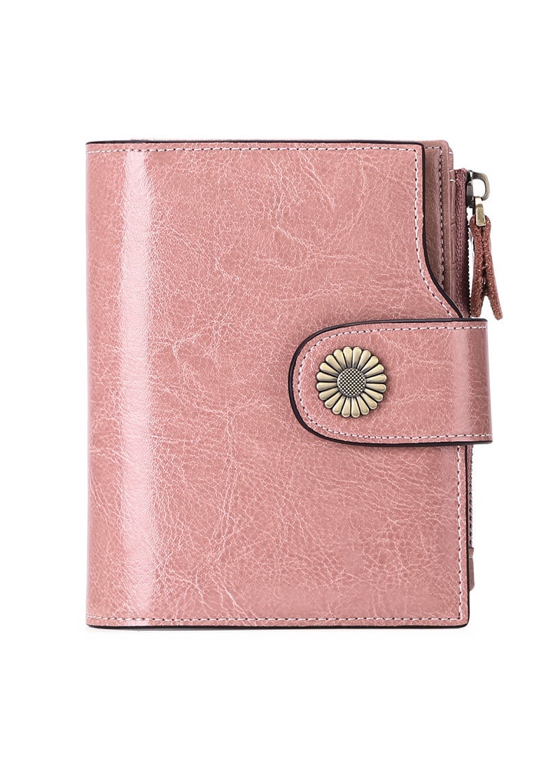 Spot wholesale Womens wallet short Korean fashion buckle clutch girls change bag multi-function card bag Custom Pink 