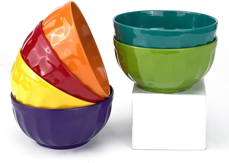 Yalin Melamine Bowls Set 6 Inch 100 Melamine CerealSoupSalad Bowls 28oz Set of 6 In 6 Assorted Colors Shatter Proof and Dishwasher Safe BPA Free - Image 2