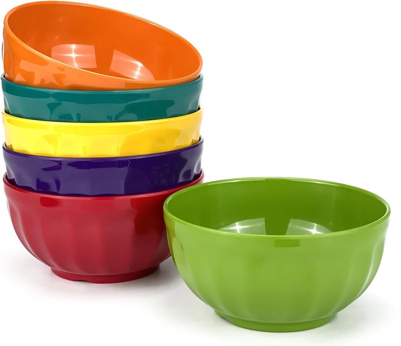 Yalin Melamine Bowls Set 6 Inch 100 Melamine CerealSoupSalad Bowls 28oz Set of 6 In 6 Assorted Colors Shatter Proof and Dishwasher Safe BPA Free - Image 1