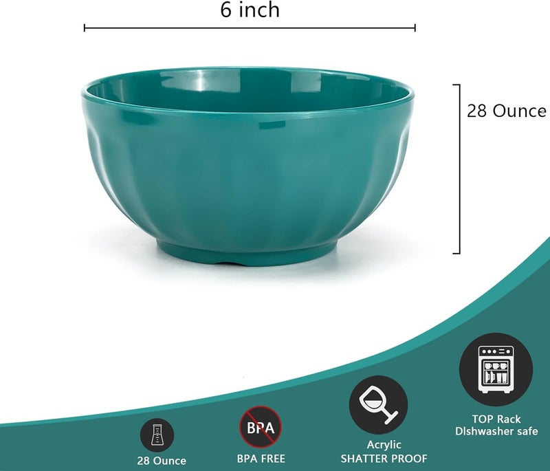 Yalin Melamine Bowls Set 6 Inch 100 Melamine CerealSoupSalad Bowls 28oz Set of 6 In 6 Assorted Colors Shatter Proof and Dishwasher Safe BPA Free - Image 3