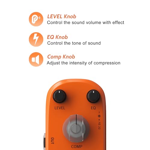 AZOR Compressor Guitar Effect Pedal Ultimate Comp Pedal Compression Effect Pure Analog for Electric Guitar and Bass True Bypass - Image 3