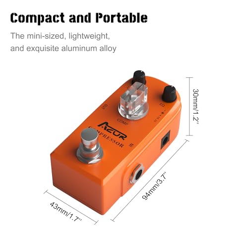 AZOR Compressor Guitar Effect Pedal Ultimate Comp Pedal Compression Effect Pure Analog for Electric Guitar and Bass True Bypass - Image 2