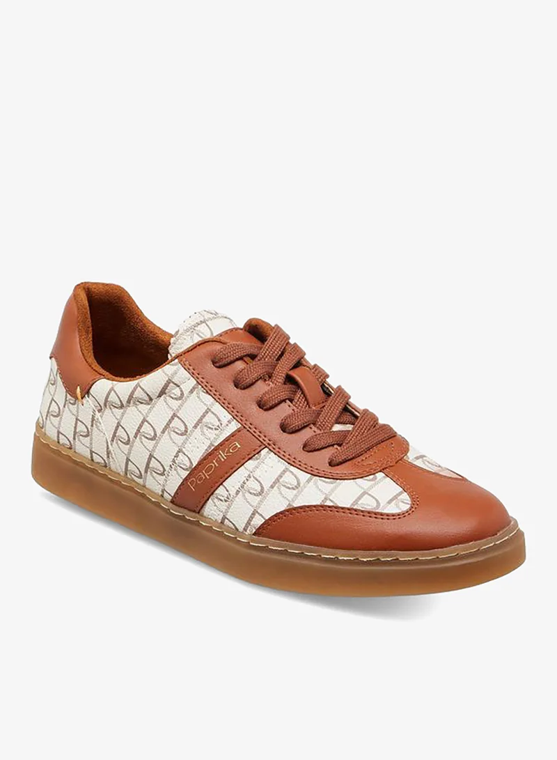 بابريكا Monogram Print Lace-Up Sneakers