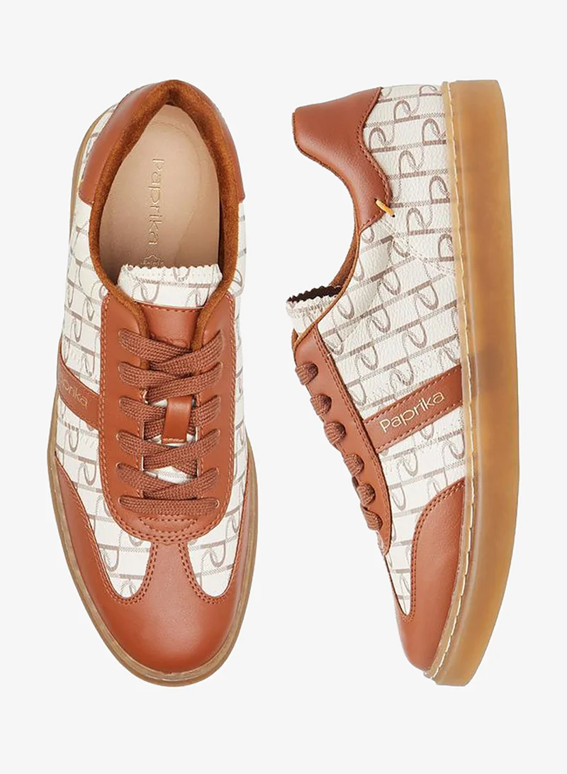 بابريكا Monogram Print Lace-Up Sneakers
