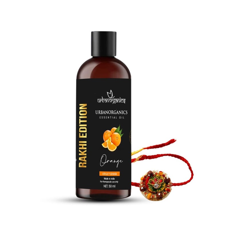 Urbanorganics Urbanorganics Luxurious Rakhi Combo I 100 Pure Natural Essential Oil 50 ml with Beautiful Rakhi I Best Rakhi Gift for Brother Sister I Healthy Glowing SkinOrange  - Image 3