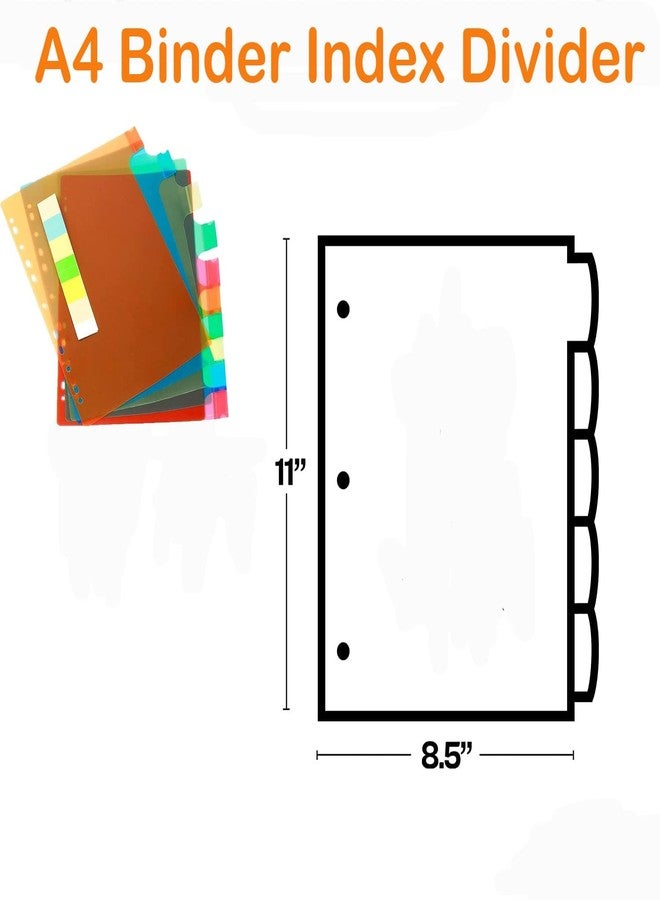 Shining Zon A4 Binder Index Divider (10 Insertable tab Sheets) Separators for Box Files, Lever Arch Files, Binders 11 Hole Punched- A4 Size Multicolor Tabs for Office, School, Home(Total 20 Sheets) - Image 3