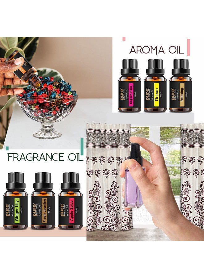 بيور سورس انديا زيت عطري من Pure Source India (مهدئ، الورد الإنجليزي، الياسمين الطازج، توابل التفاح، زنبق المحيط والزنجبيل)، 10 مل لكل منهما، متعدد الألوان - عبوة من 6 قطع - Image 2