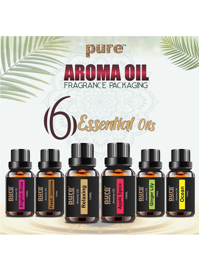 بيور سورس انديا زيت عطري من Pure Source India (مهدئ، الورد الإنجليزي، الياسمين الطازج، توابل التفاح، زنبق المحيط والزنجبيل)، 10 مل لكل منهما، متعدد الألوان - عبوة من 6 قطع - Image 4
