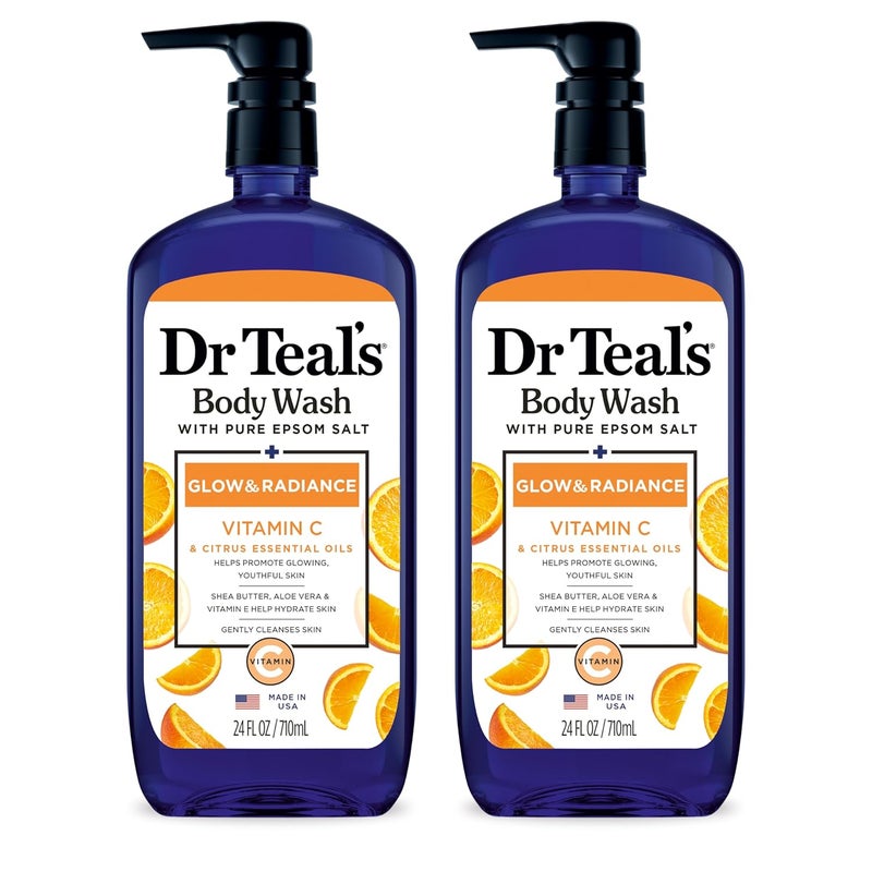 Dr Teal's Dr Teals Body Wash with Pure Epsom Salt Glow  Radiance with Vitamin C  Citrus Essential Oils 24oz Pack of 2 